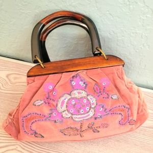 NWOT beaded velvet handbag